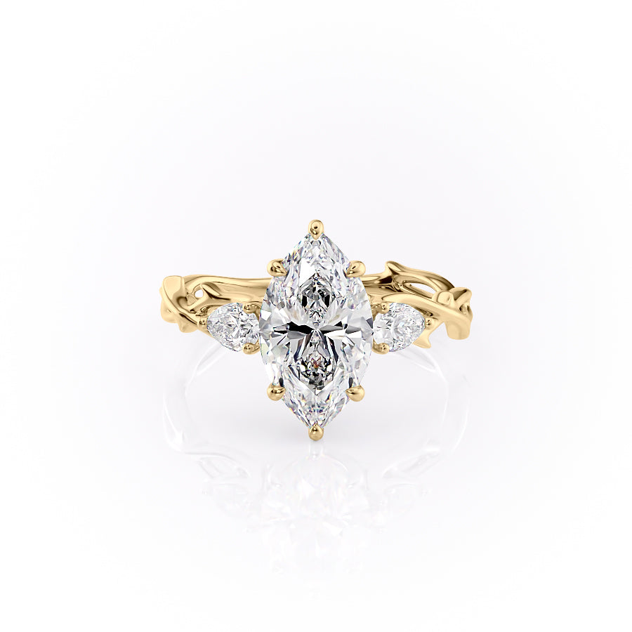The Three Stone Twig Set With A 4 Carat Marquise Moissanite