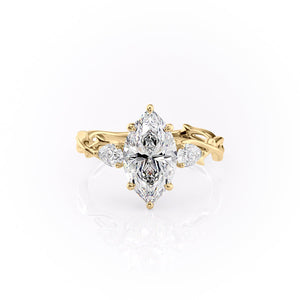 The Three Stone Twig Set With A 1 Carat Marquise Lab Diamond