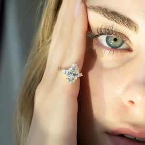 The Three Stone Twig Set With A 1.5 Carat Marquise Lab Diamond