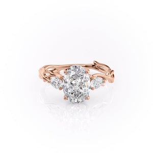 The Three Stone Twig Set With A 2.5 Carat Oval Lab Diamond