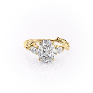 The Three Stone Twig Set With A 2 Carat Oval Lab Diamond