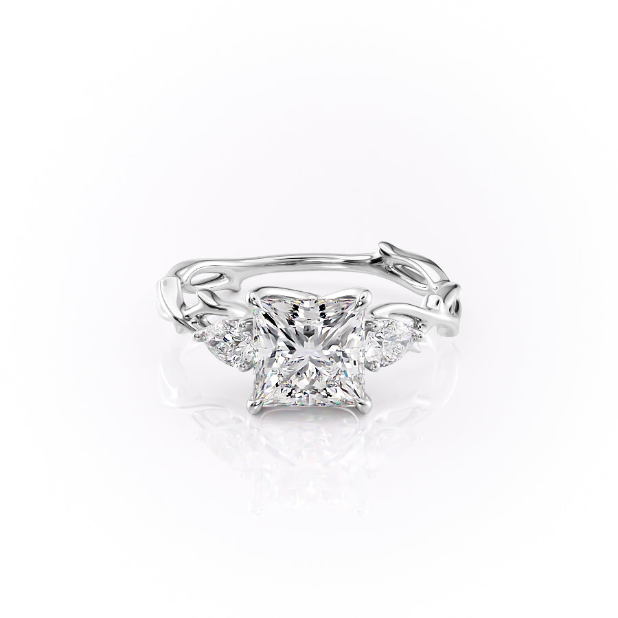 The Three Stone Twig Set With A 2.5 Carat Princess Lab Diamond