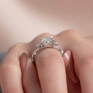 The Three Stone Twig Set With A Princess Moissanite