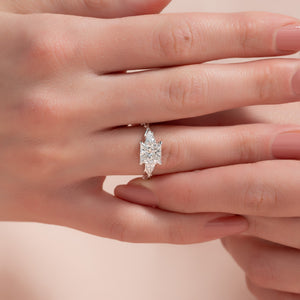 The Three Stone Twig Set With A 2 Carat Princess Lab Diamond