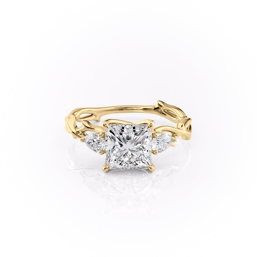The Three Stone Twig Set With A 3 Carat Princess Lab Diamond