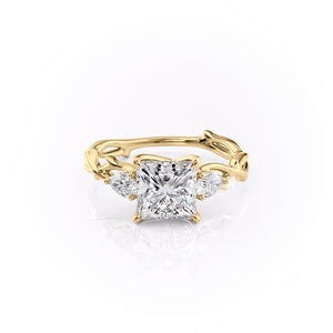 The Three Stone Twig Set With A 4 Carat Princess Moissanite