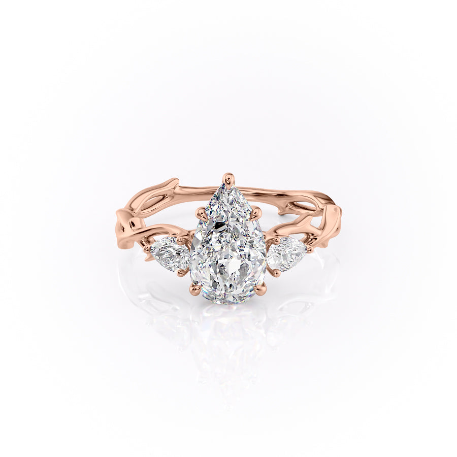 The Three Stone Twig Set With A 1 Carat Pear Moissanite