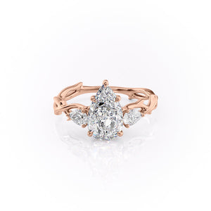 The Three Stone Twig Set With A 1.5 Carat Pear Lab Diamond