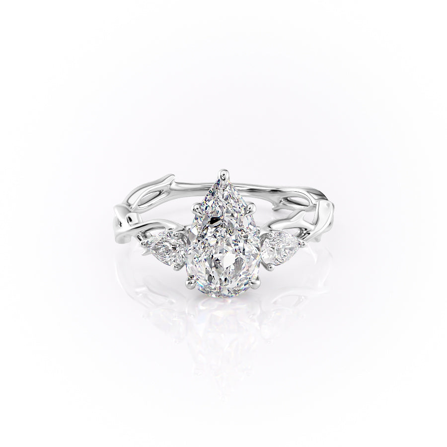 The Three Stone Twig Set With A 1.5 Carat Pear Lab Diamond