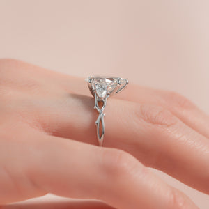 The Three Stone Twig Set With A 1 Carat Pear Lab Diamond