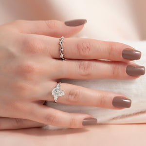The Three Stone Twig Set With A 1 Carat Pear Lab Diamond
