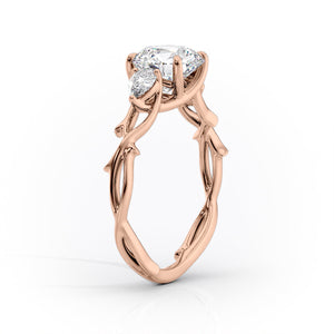 The Three Stone Twig Set With A 1 Carat Oval Lab Diamond