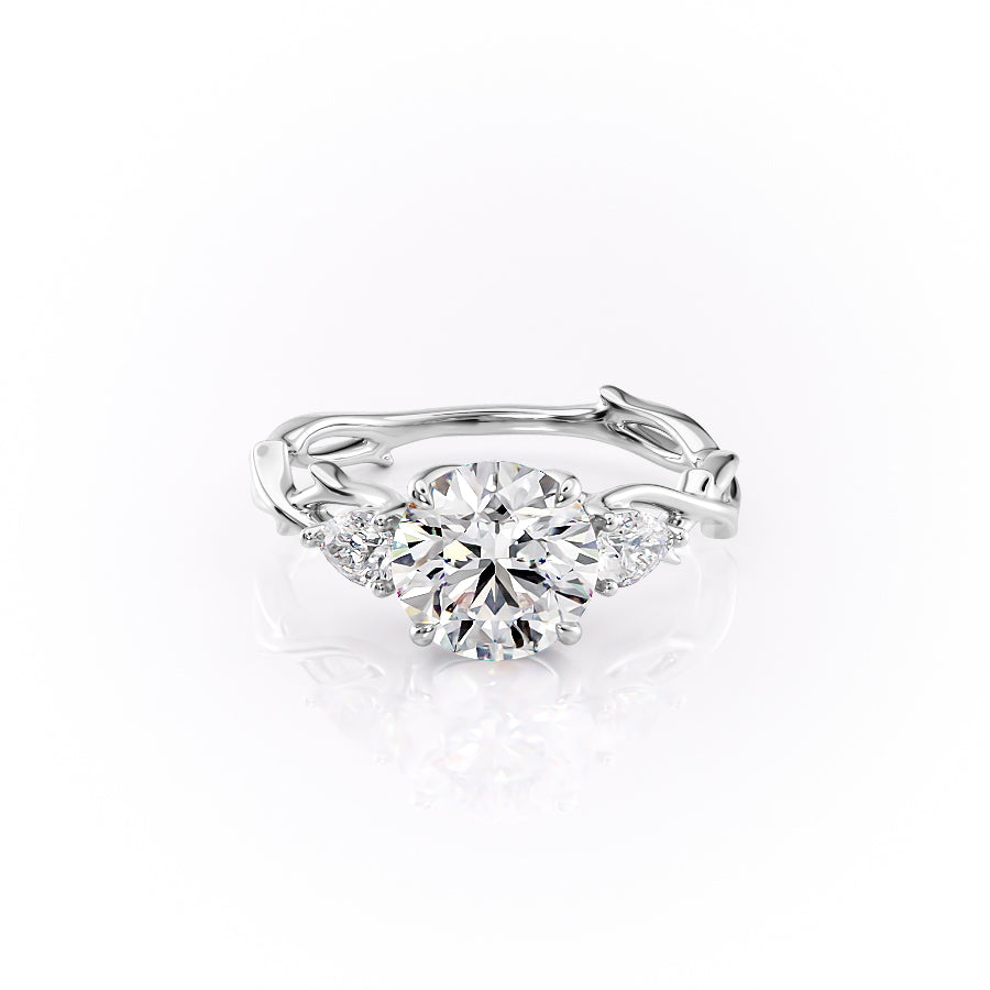 The Three Stone Twig Set With A 2 Carat Round Lab Diamond