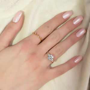 The Three Stone Twig Set With A Round Lab Diamond
