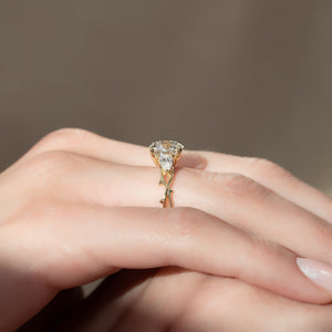 The Three Stone Twig Set With A Round Lab Diamond
