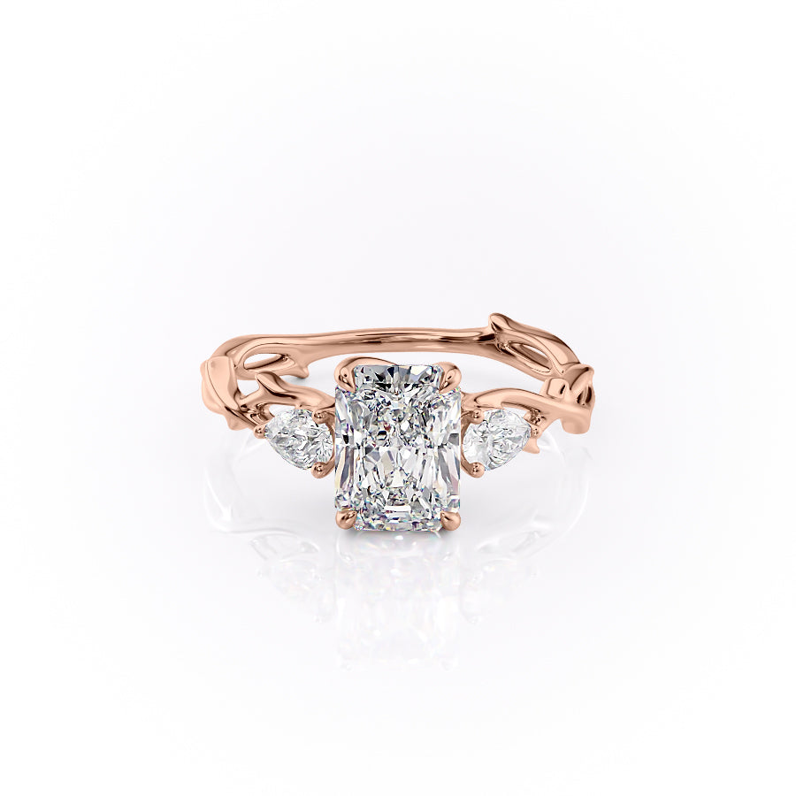 The Three Stone Twig Set With A 1.5 Carat Radiant Lab Diamond
