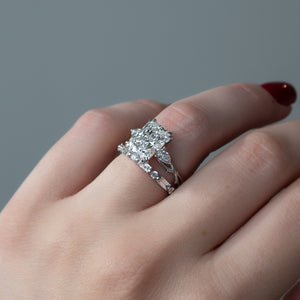 The Three Stone Twig Set With A Radiant Lab Diamond