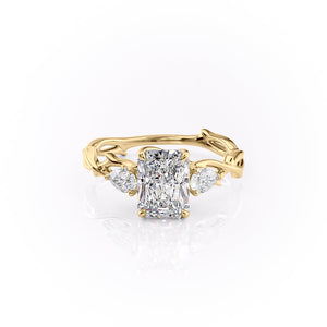 The Three Stone Twig Set With A 1 Carat Radiant Moissanite