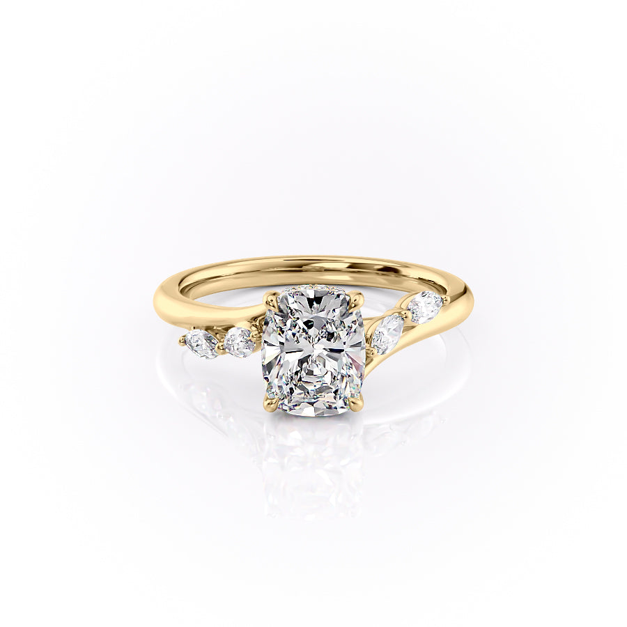 The Nova Set With A 1.5 Carat Elongated Cushion Lab Diamond