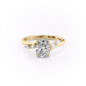 The Nova Set With A 1.5 Carat Elongated Cushion Lab Diamond
