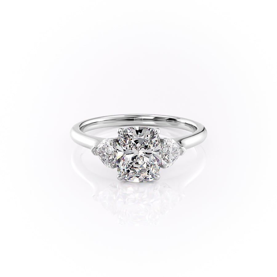 The Hearts Liv Set With A 5 Carat Elongated Cushion Moissanite