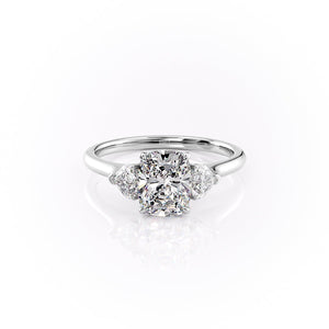 The Hearts Liv Set With A 3 Carat Elongated Cushion Moissanite