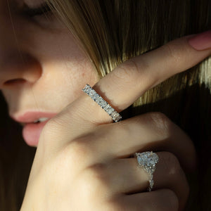 2.3ct East West Radiant U Pave Prong Eternity