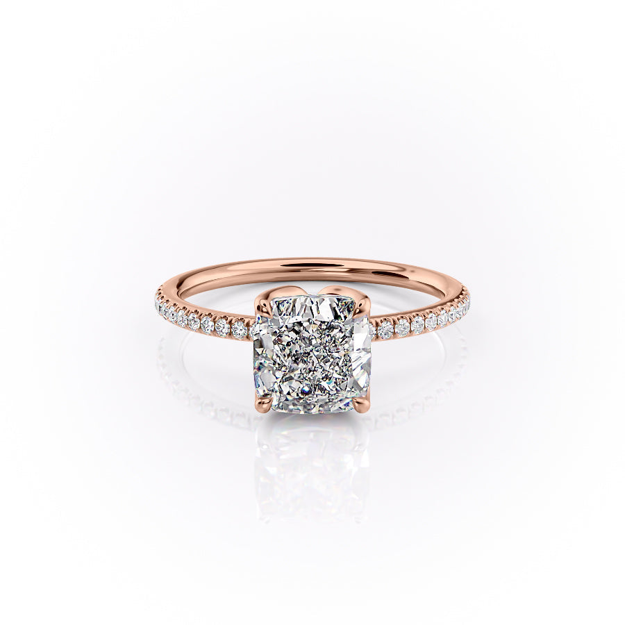 The Pave Lisa Set With A 3 Carat Cushion Moissanite