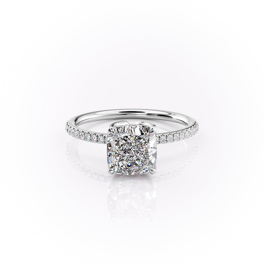 The Pave Lisa Set With A 1 Carat Cushion Moissanite
