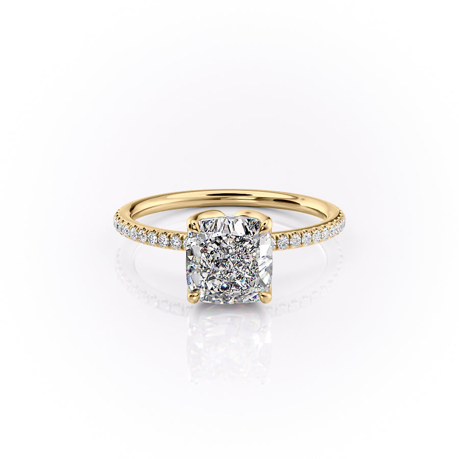 The Pave Lisa Set With A 3 Carat Cushion Lab Diamond