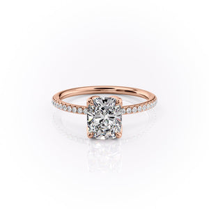 The Pave Lisa Set With A 3 Carat Elongated Cushion Lab Diamond