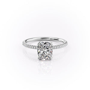The Pave Lisa Set With A 4 Carat Elongated Cushion Moissanite