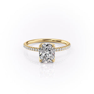 The Pave Lisa Set With A 4 Carat Elongated Cushion Moissanite