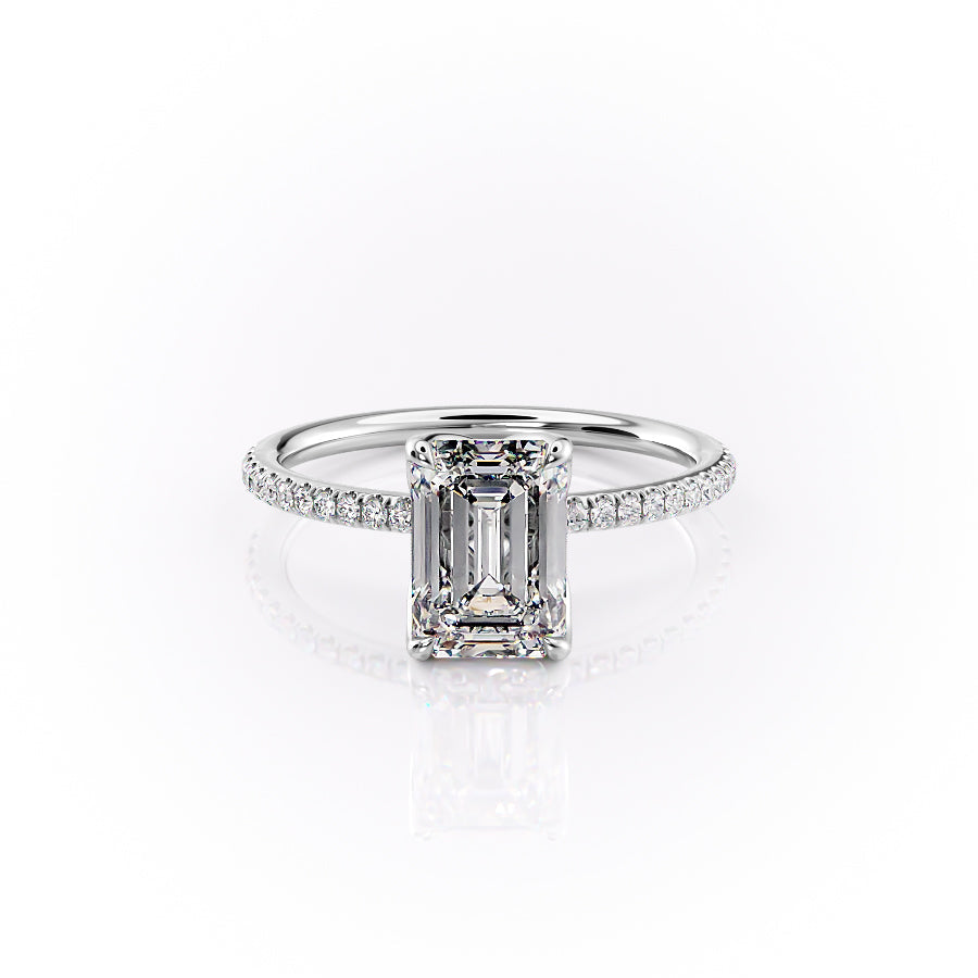The Pave Lisa Set With A 1 Carat Emerald Lab Diamond