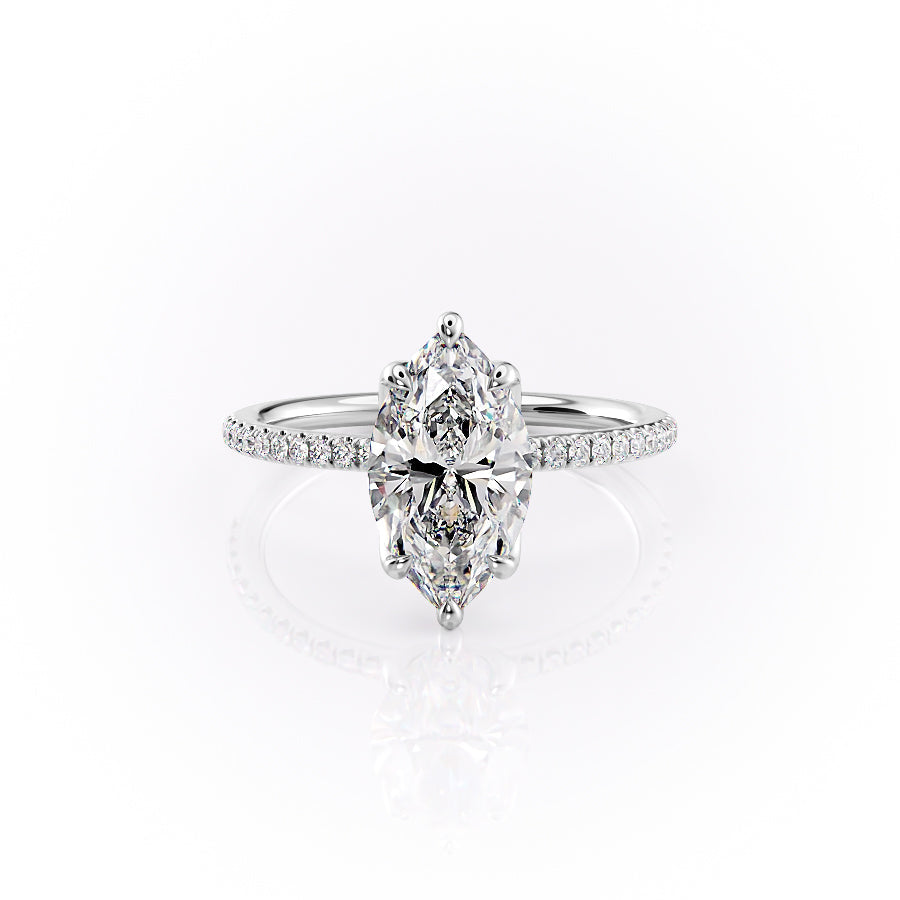 The Pave Lisa Set With A 5 Carat Marquise Moissanite