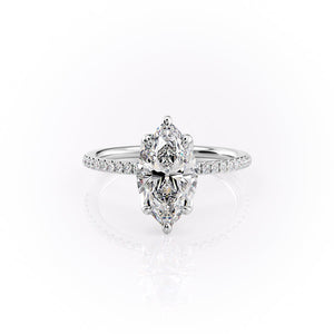 The Pave Lisa Set With A 5 Carat Marquise Moissanite