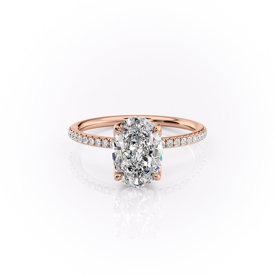 The Pave Lisa Set With A 1 Carat Oval Lab Diamond