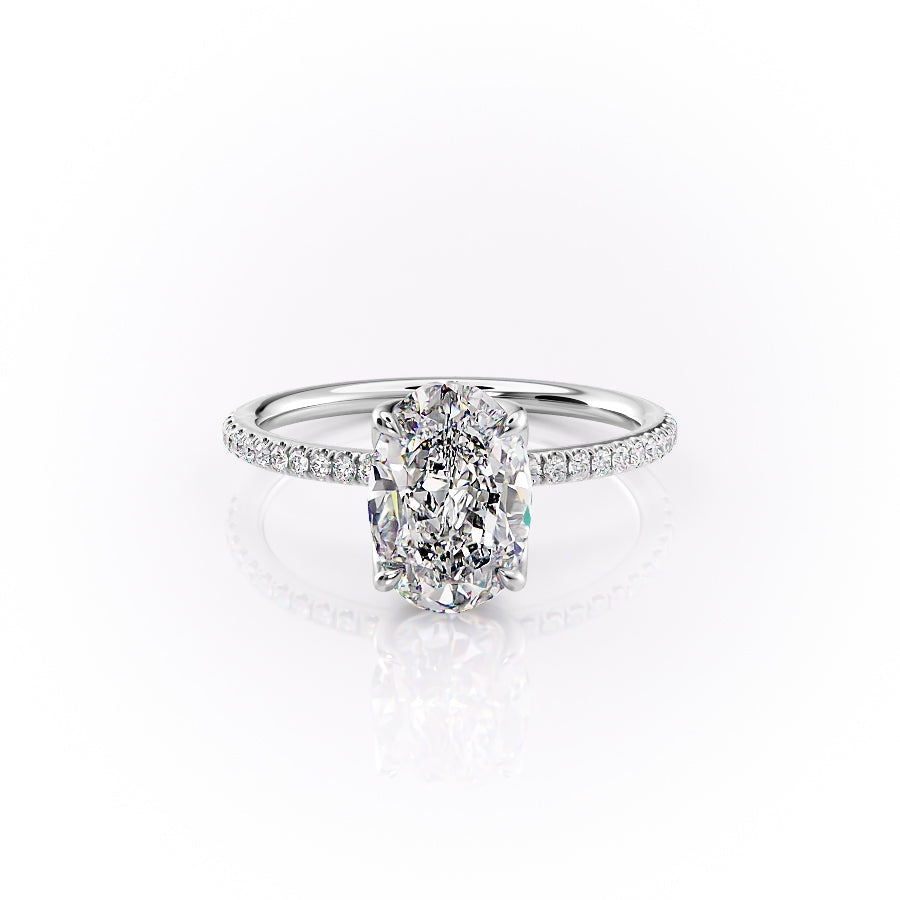 The Pave Lisa Set With A 2 Carat Oval Lab Diamond