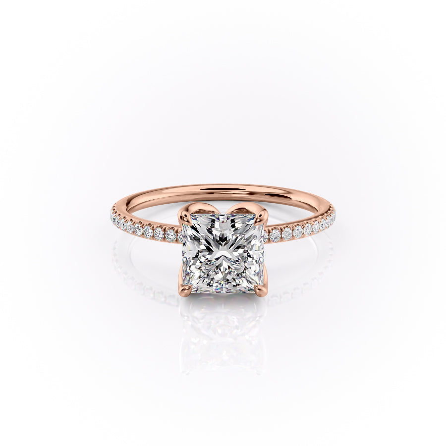The Pave Lisa Set With A 2 Carat Princess Lab Diamond