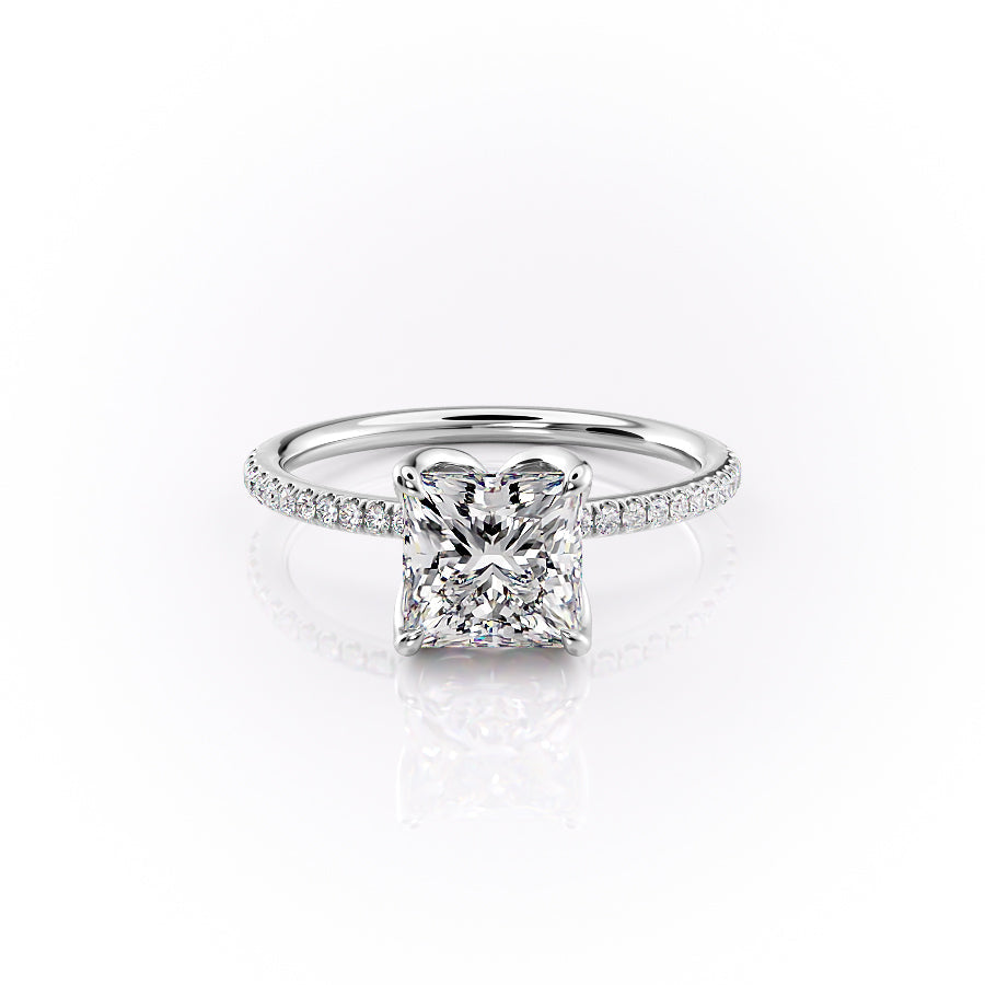 The Pave Lisa Set With A 1.5 Carat Princess Lab Diamond