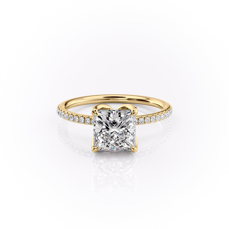 The Pave Lisa Set With A 1 Carat Princess Lab Diamond