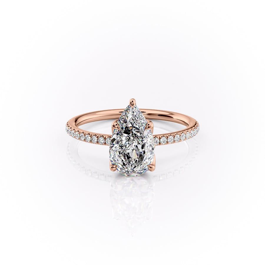 The Pave Lisa Set With A 1 Carat Pear Moissanite