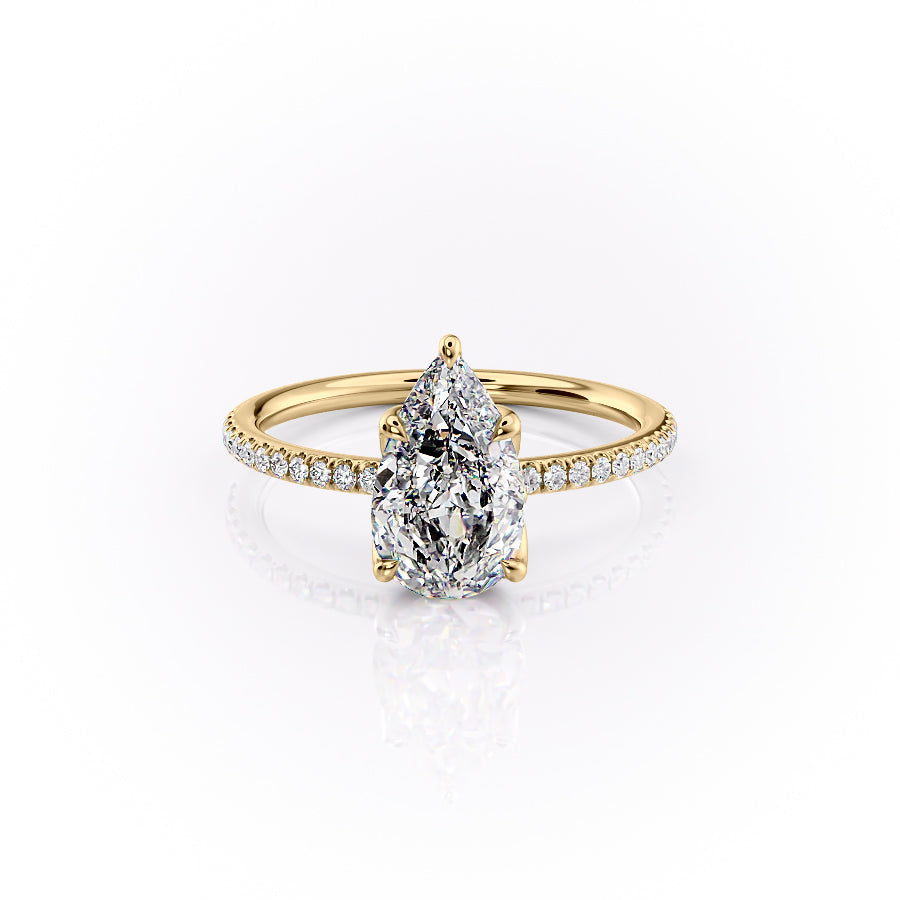The Pave Lisa Set With A 4 Carat Pear Moissanite