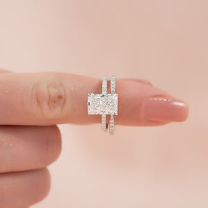 The Pave Lisa Set With A 1 Carat Radiant Lab Diamond