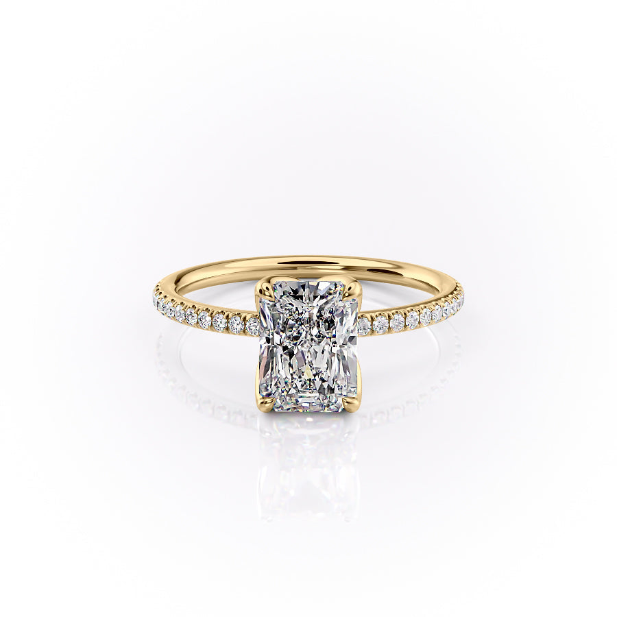 The Pave Lisa Set With A 1.5 Carat Radiant Lab Diamond