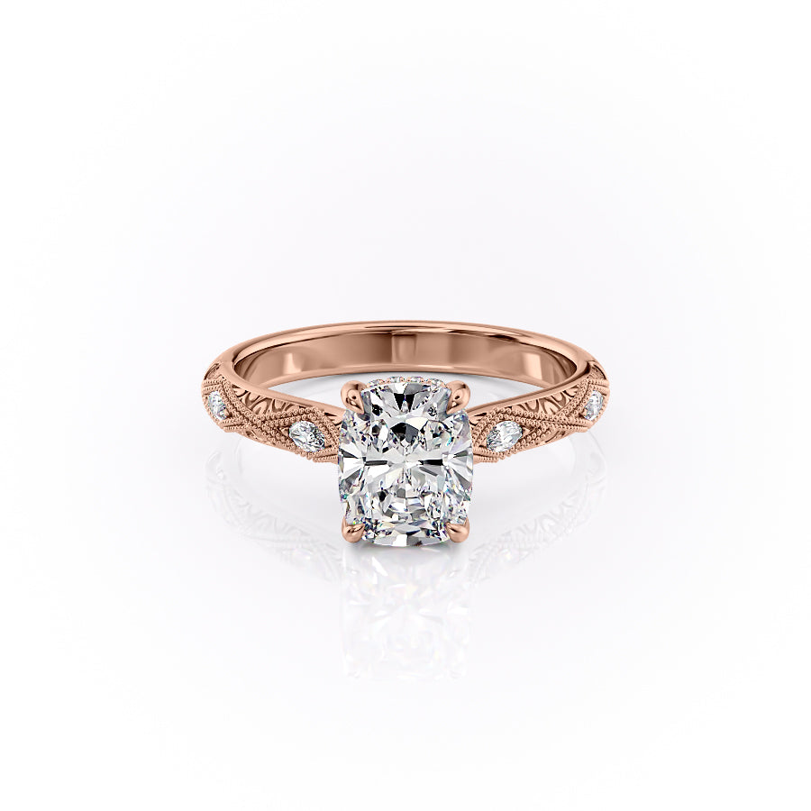 The Claudia Set With A 1.5 Carat Elongated Cushion Lab Diamond