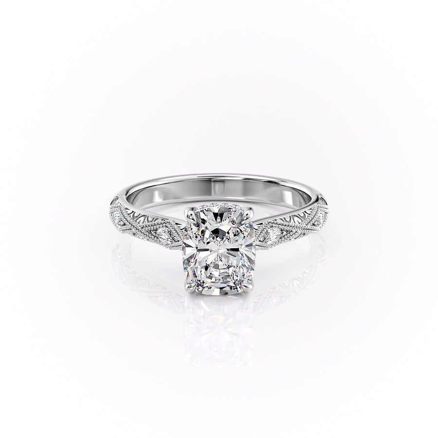 The Claudia Set With A 2 Carat Elongated Cushion Lab Diamond