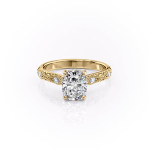 The Claudia Set With A 1 Carat Elongated Cushion Lab Diamond