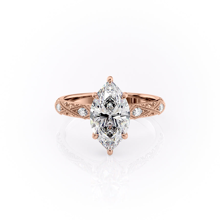 The Claudia Set With A 1 Carat Marquise Lab Diamond