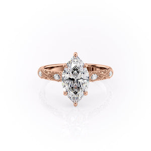 The Claudia Set With A 1 Carat Marquise Lab Diamond